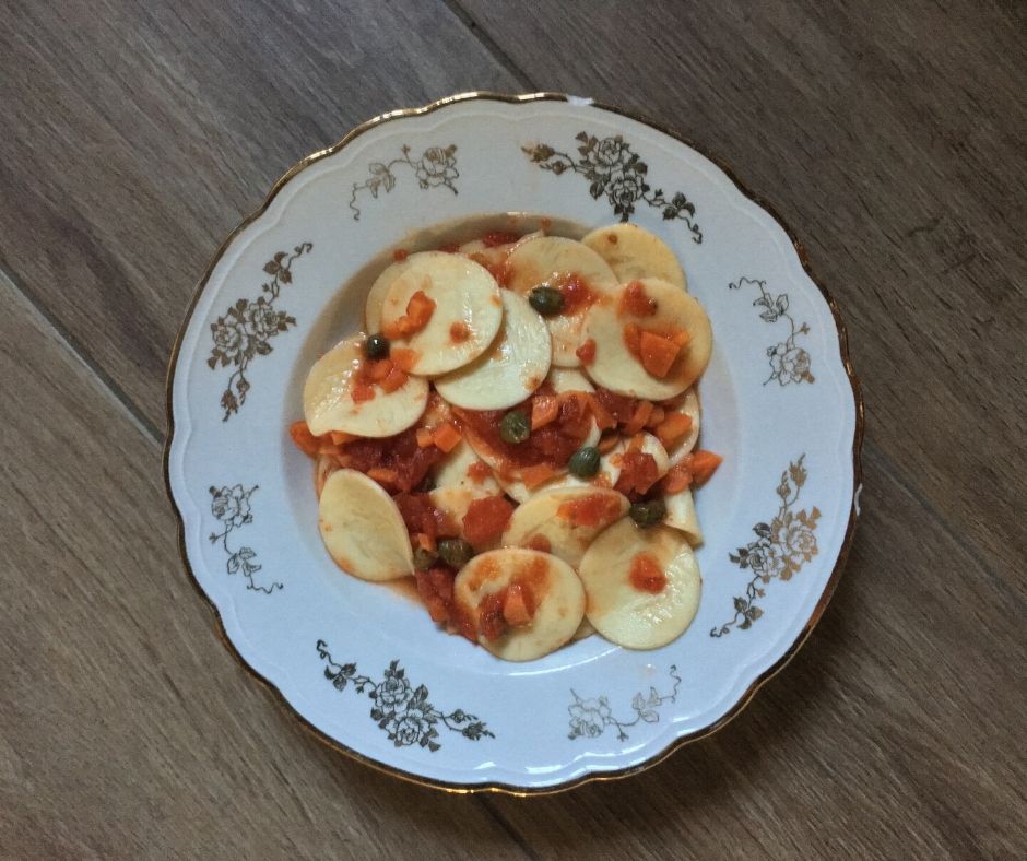 corzetti pasta with 3-ingredient tomato sauce
